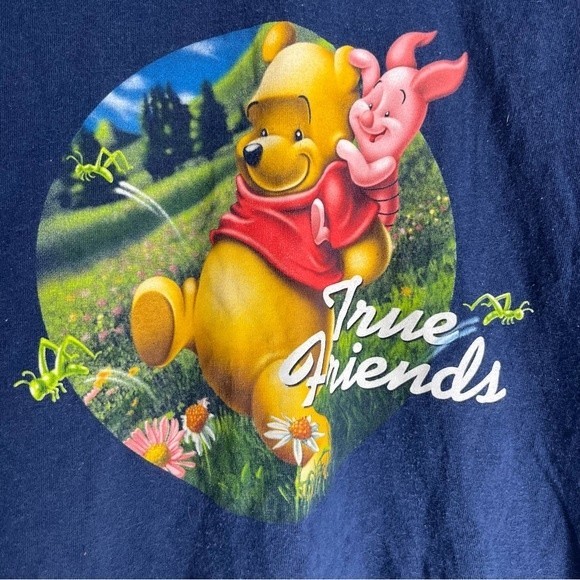 Disney Shirt Mens Medium Blue Winnie The Pooh True Friends Vintage Single Stitch - Picture 2 of 8